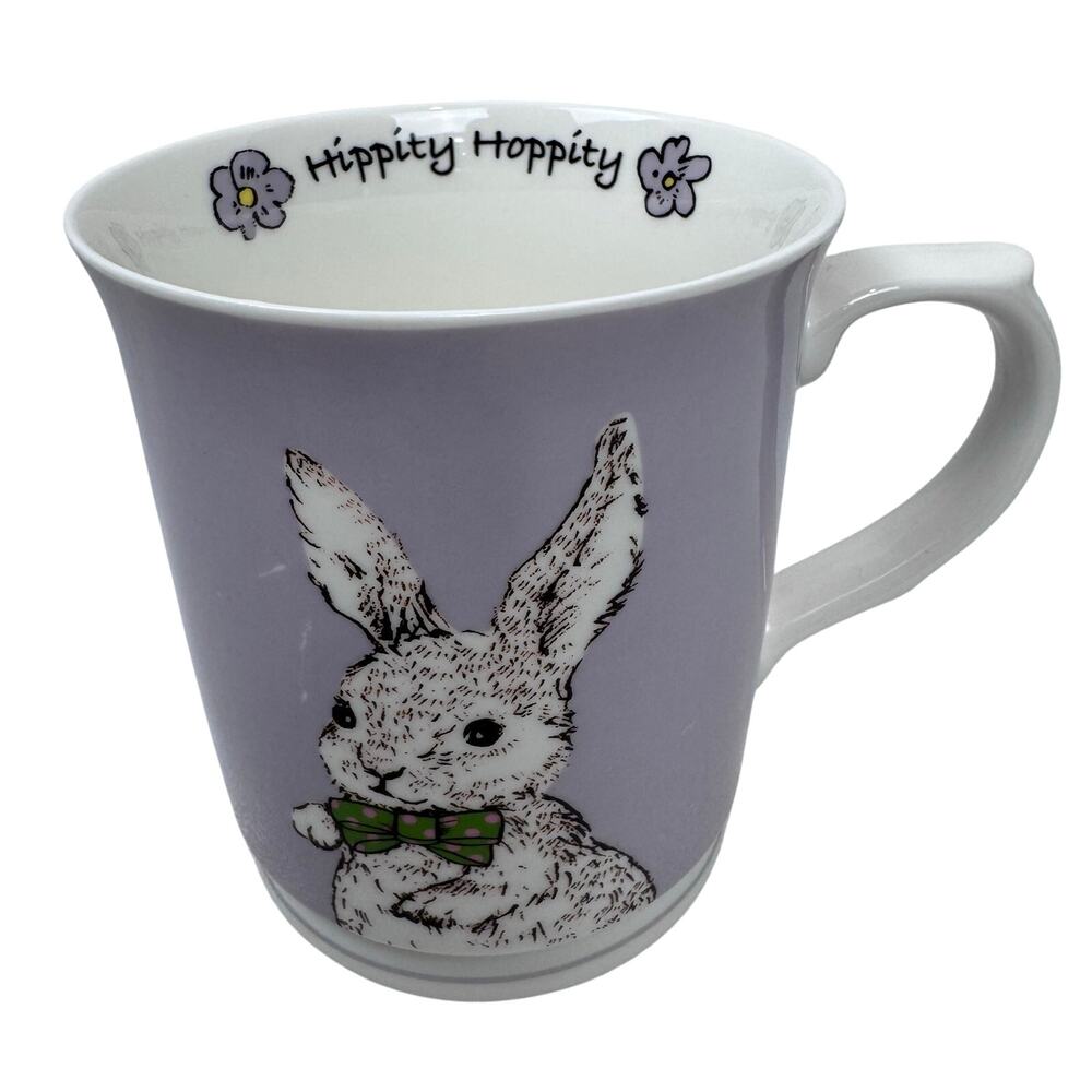 Hippity Hoppity Easter Mug Grace Teaware Fine Porcelain China Bunny with bow tie